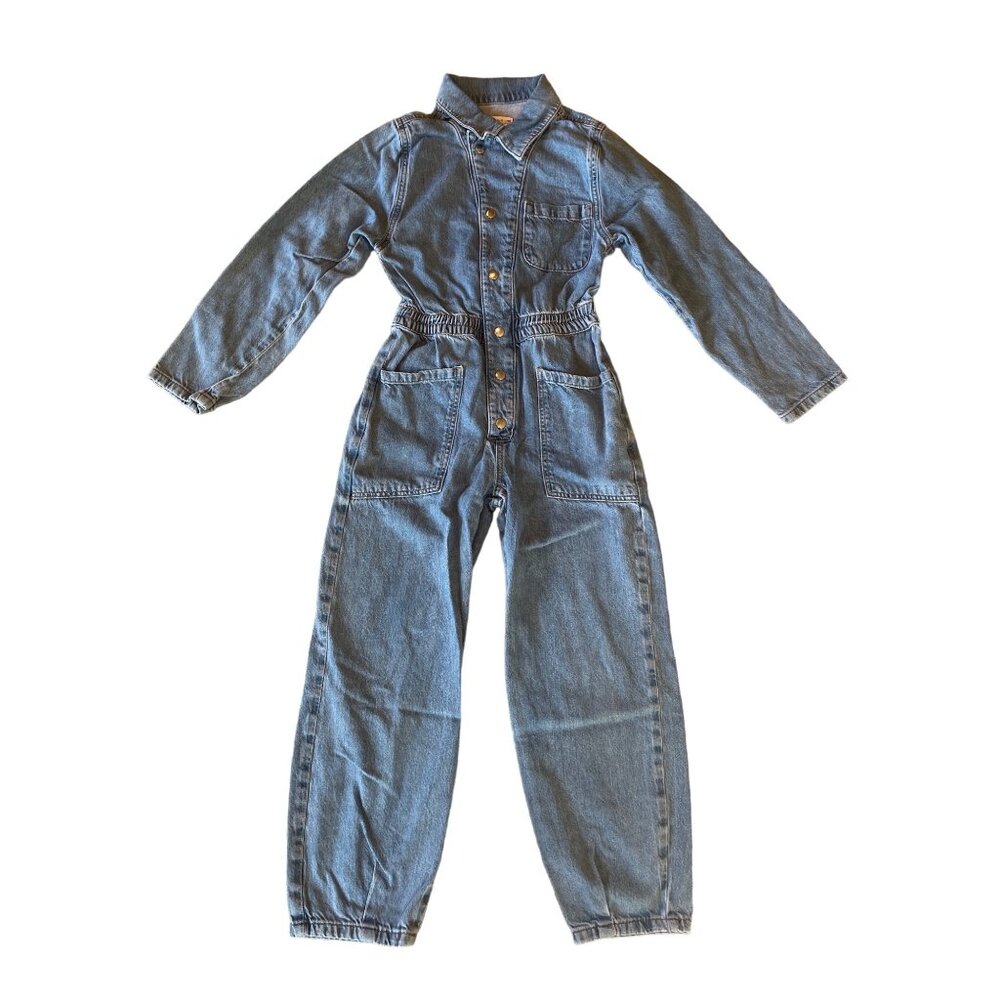 11-12Y Zara Girls' Denim Snap Front Jumpsuit